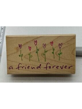 Hero Arts A Friend Forever Heart Flowers Wood Mounted Rubber Stamp